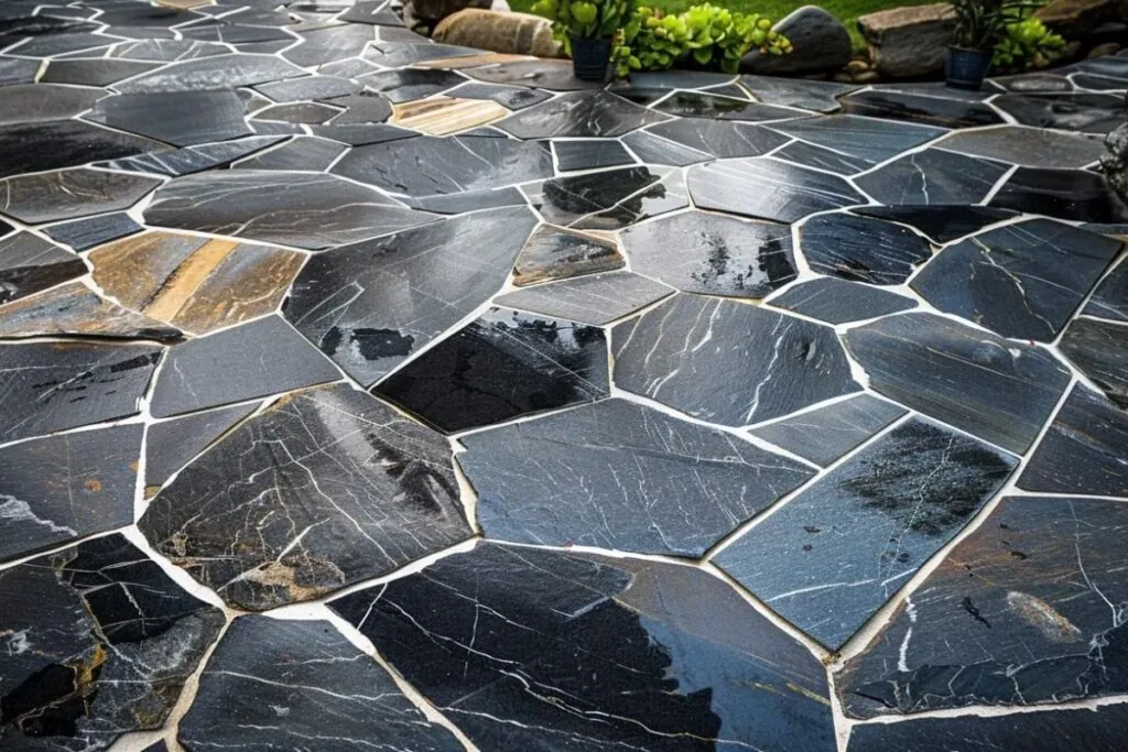 geometric flagstone landscaping ideas for your lawn