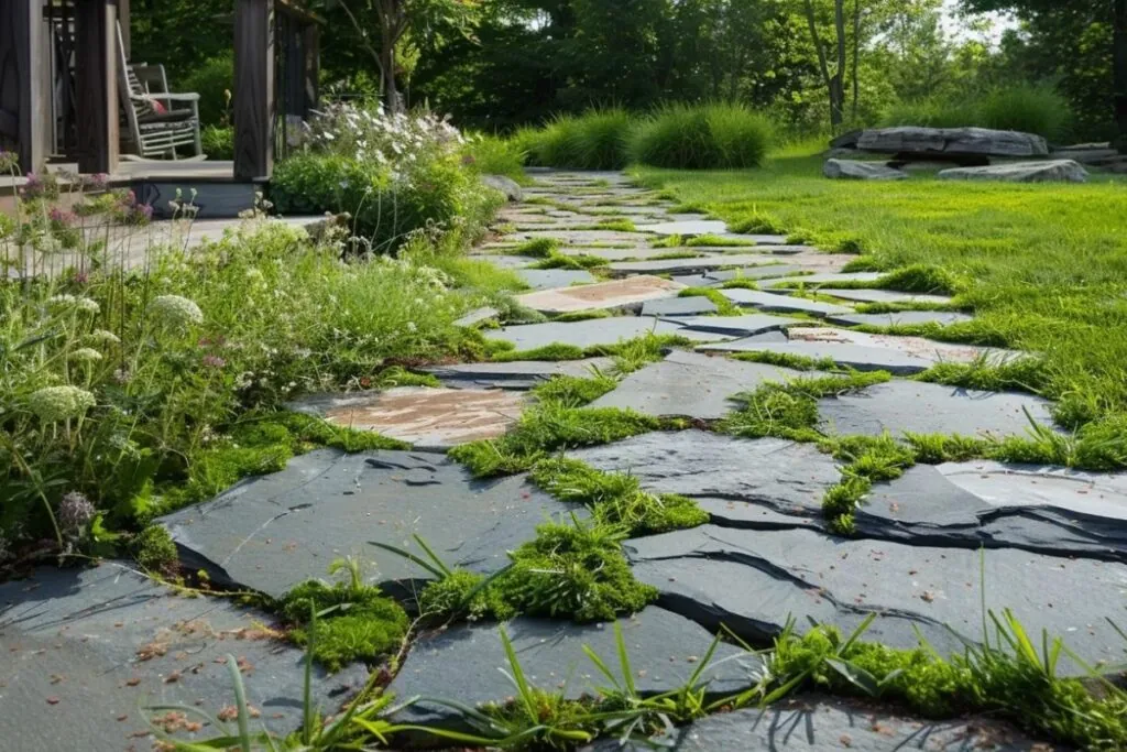 grass joint flagstone yard ideas for your front porch