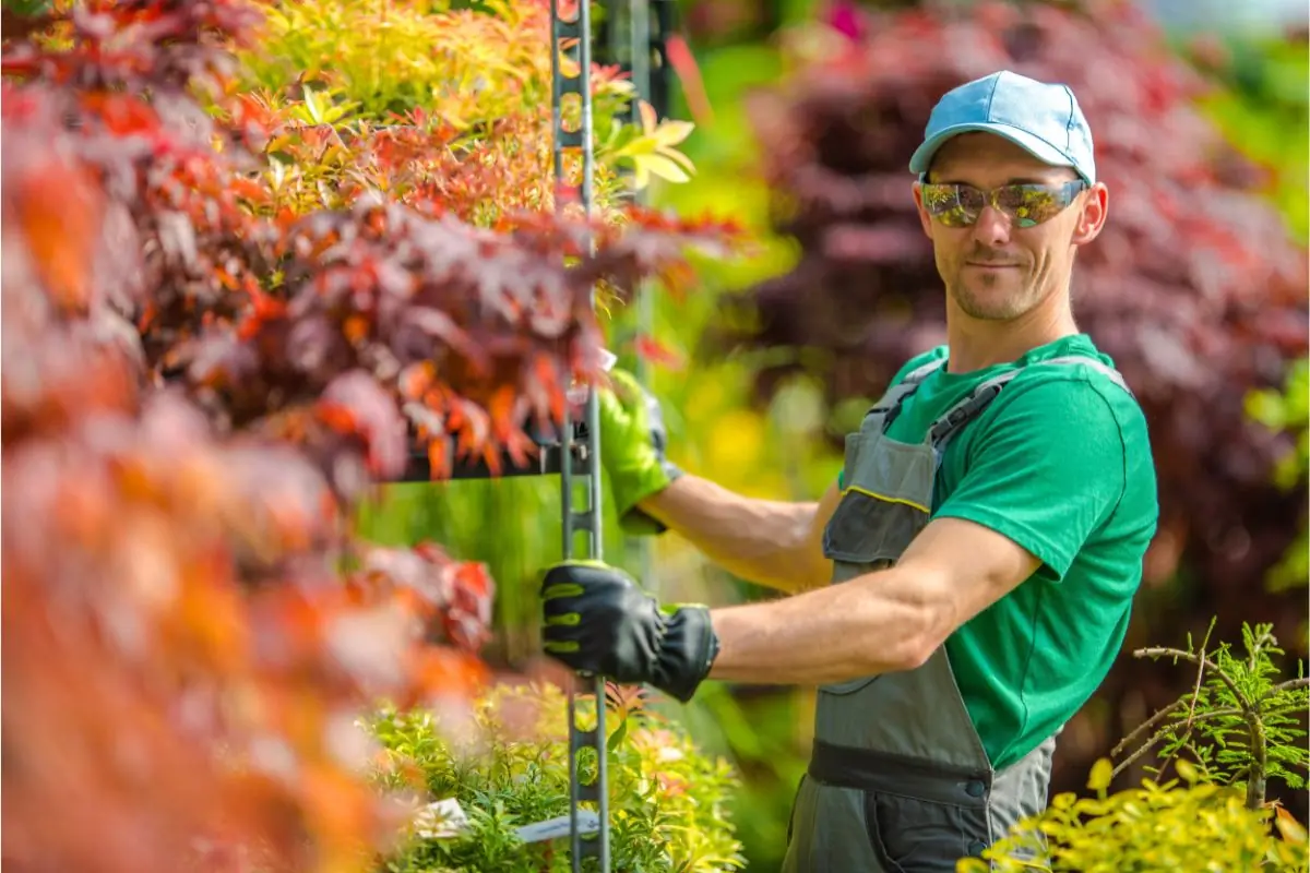 happy garden store worker