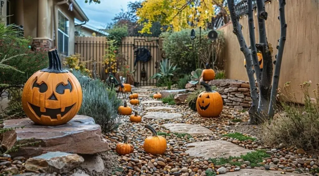 new mexico backyard with halloween decor for a beautiful landscape